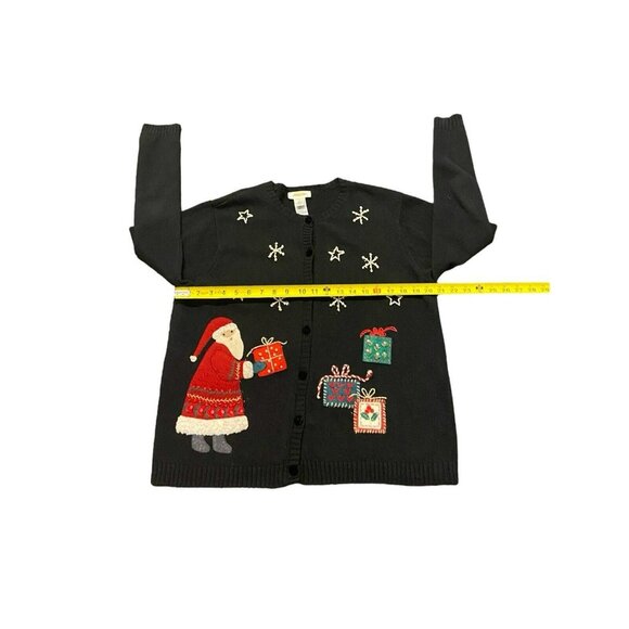 Talbots‎ Sweater Womens Size L Santa Embroidered Ramie Blend 90s Ugly Beautiful - Picture 3 of 7